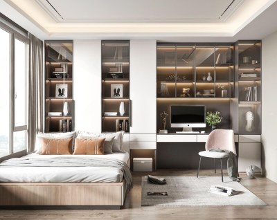 现代榻榻米卧室3D模型下载